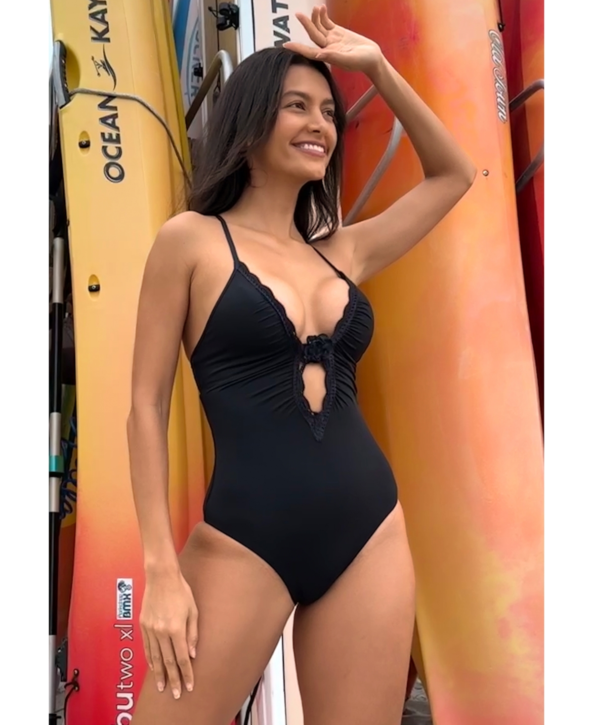 Becca Women's Plunge-Neck One-Piece Swimsuit