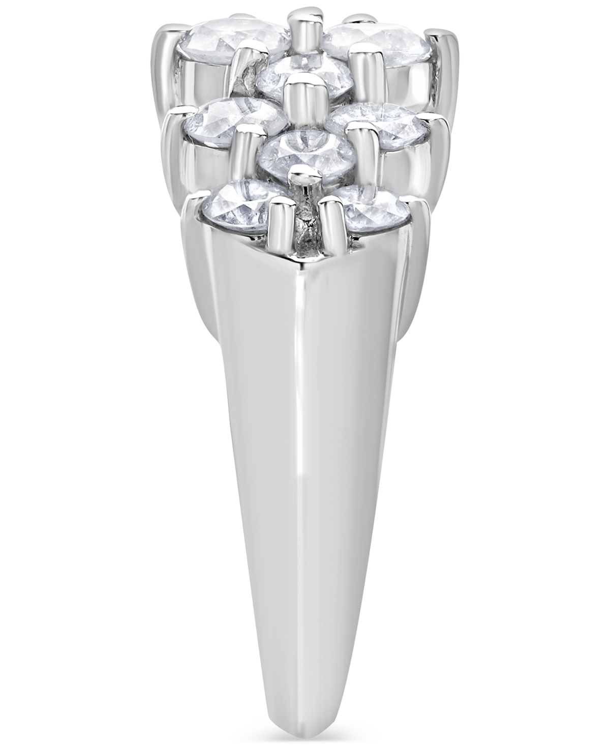 Macy's Diamond Horizontal Cluster Ring (2 Ct. T.w.) In 14k White Gold In White Gold