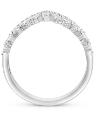 EFFY&reg; Diamond Round & Baguette Chevron Ring  (1/3 ct. t.w.) in 14K White Gold