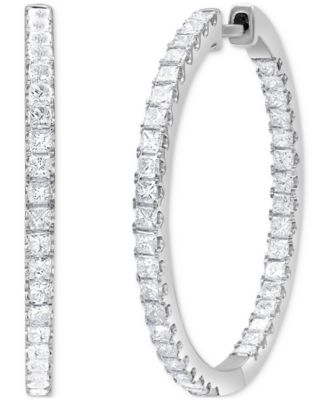 Macy's - Diamond Princess In & Out Hoop Earrings (2 ct. t.w.) in 14k White Gold
