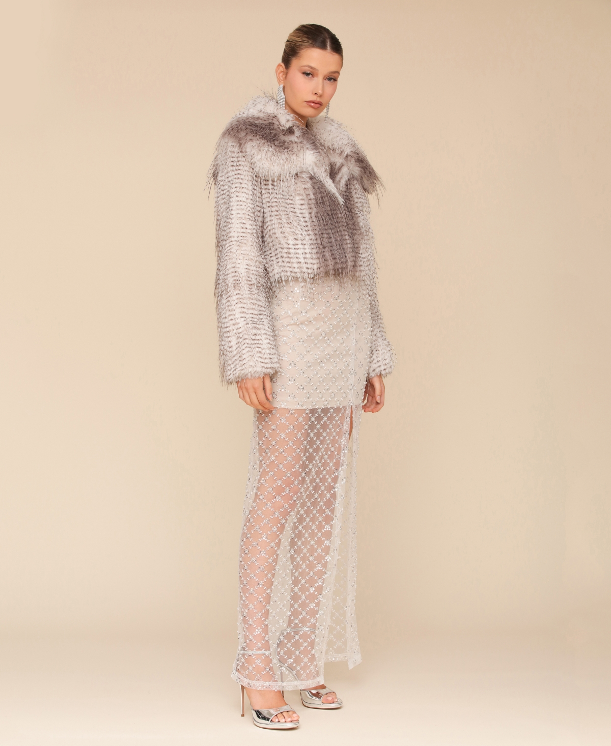 Avec Les Filles Women's Cropped Faux Fur Jacket