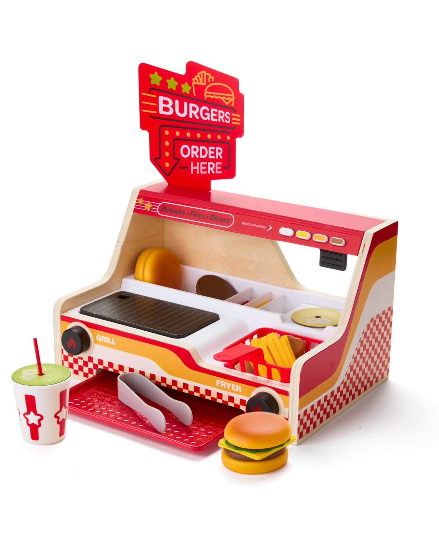 Детский игровой набор Geoffrey's Toy Box Burger Grill 26-Piece Playset, Ages 2+ — фото 1