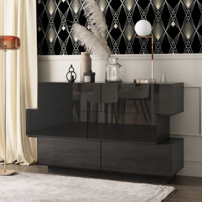 High Gloss White Wood 6-Drawer Chest of Drawers