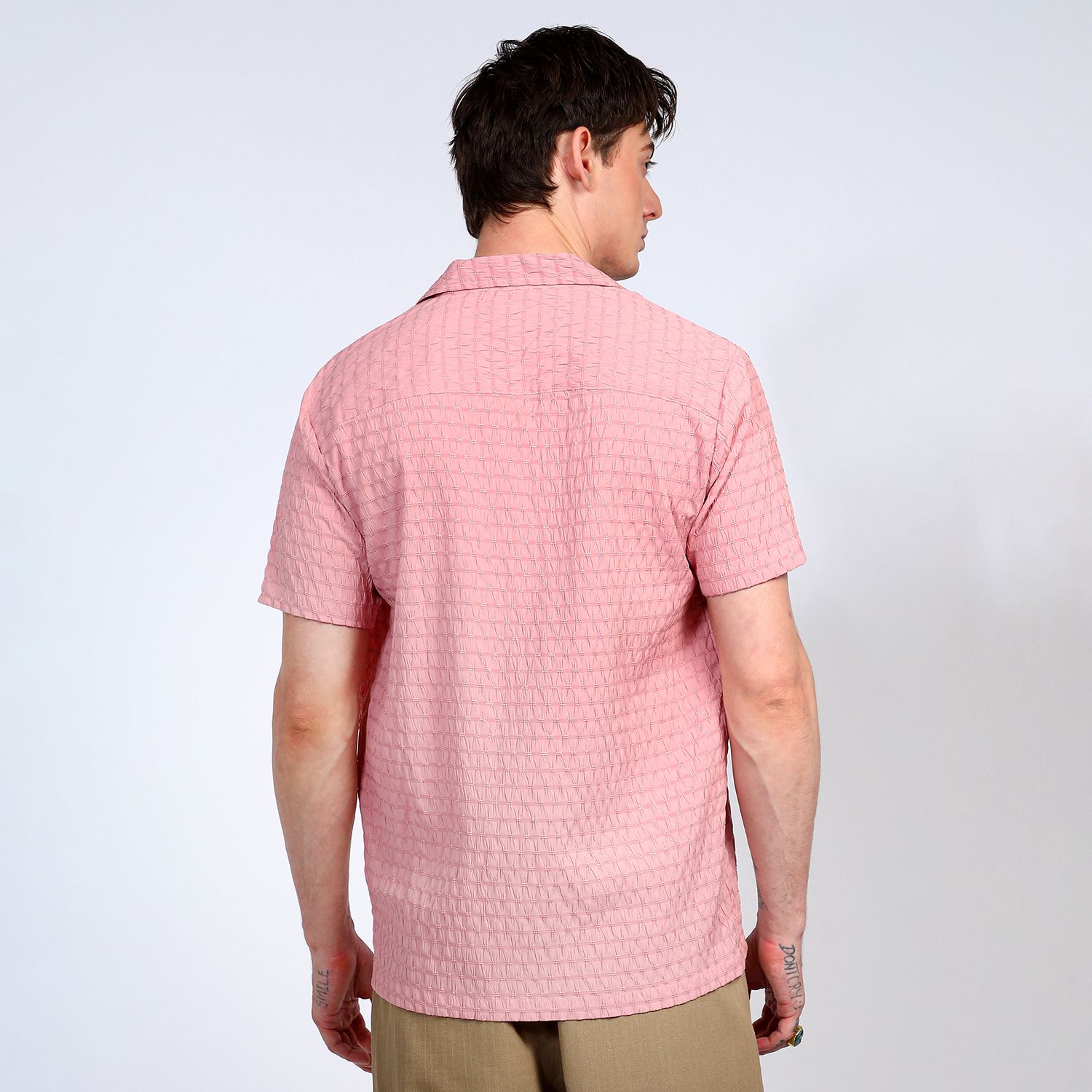 Men's Blush Pink Ruched Shirt