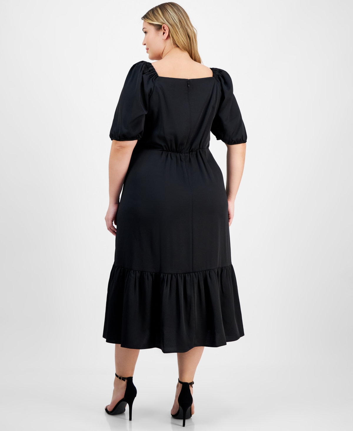 Anne Klein Plus Size Embellished Puff-Sleeve Dress
