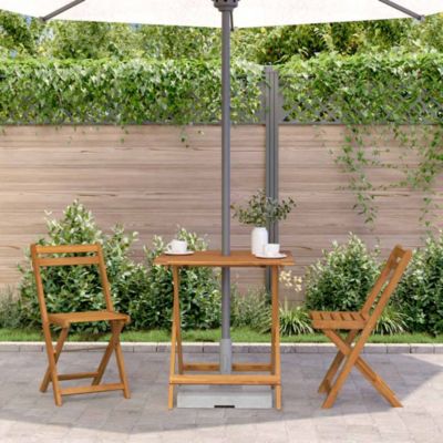 Folding Patio Table 27.6"x27.6"x29.5" Solid Acacia Wood