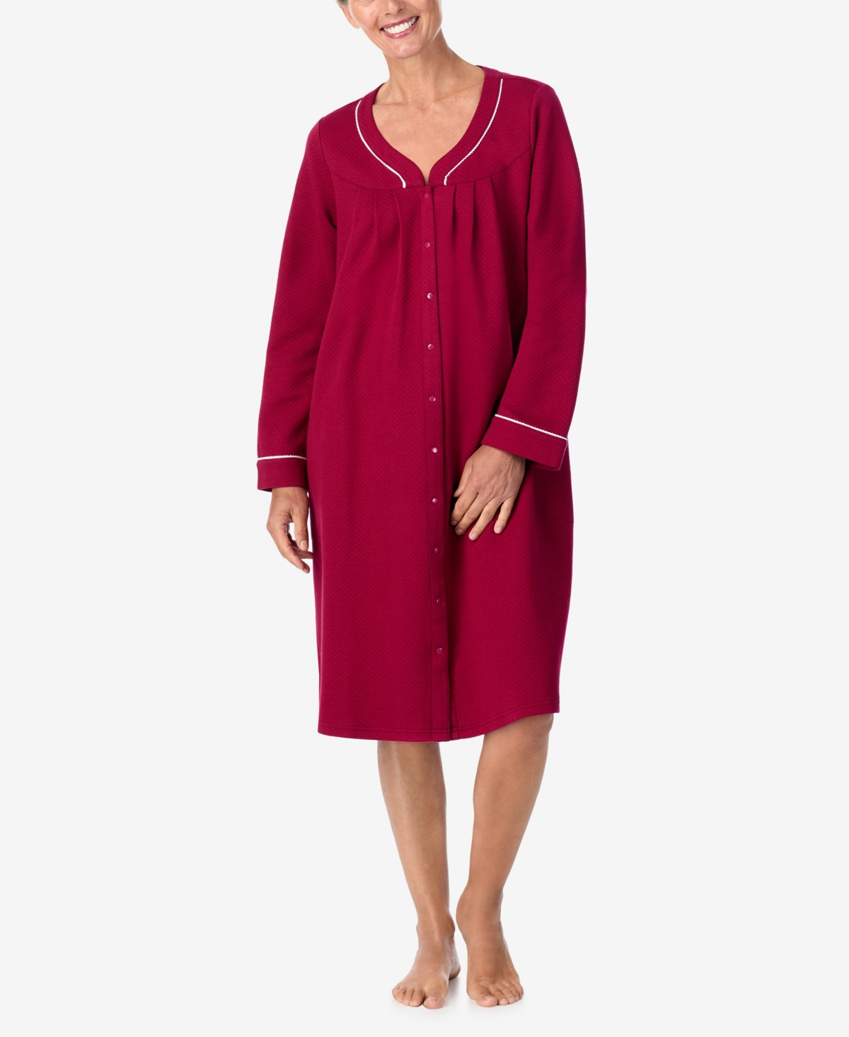 Women's Long Sleeve Snap Robe - Evergreen