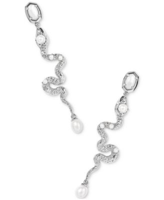Kendra Scott - Rhodium-Plated Mother-of-Pearl & Cultured Freshwater Pearl Snake Linear Drop Earrings