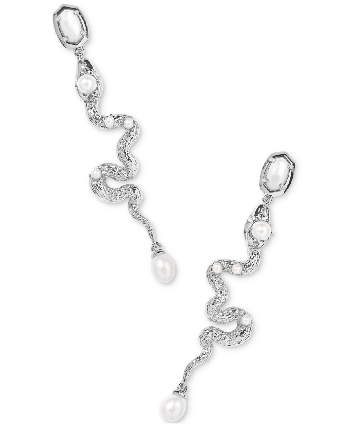 Kendra Scott Mother-of-pearl & Cultured Freshwater Pearl Snake Linear Drop Earrings In Ivory Mother Of Pearl