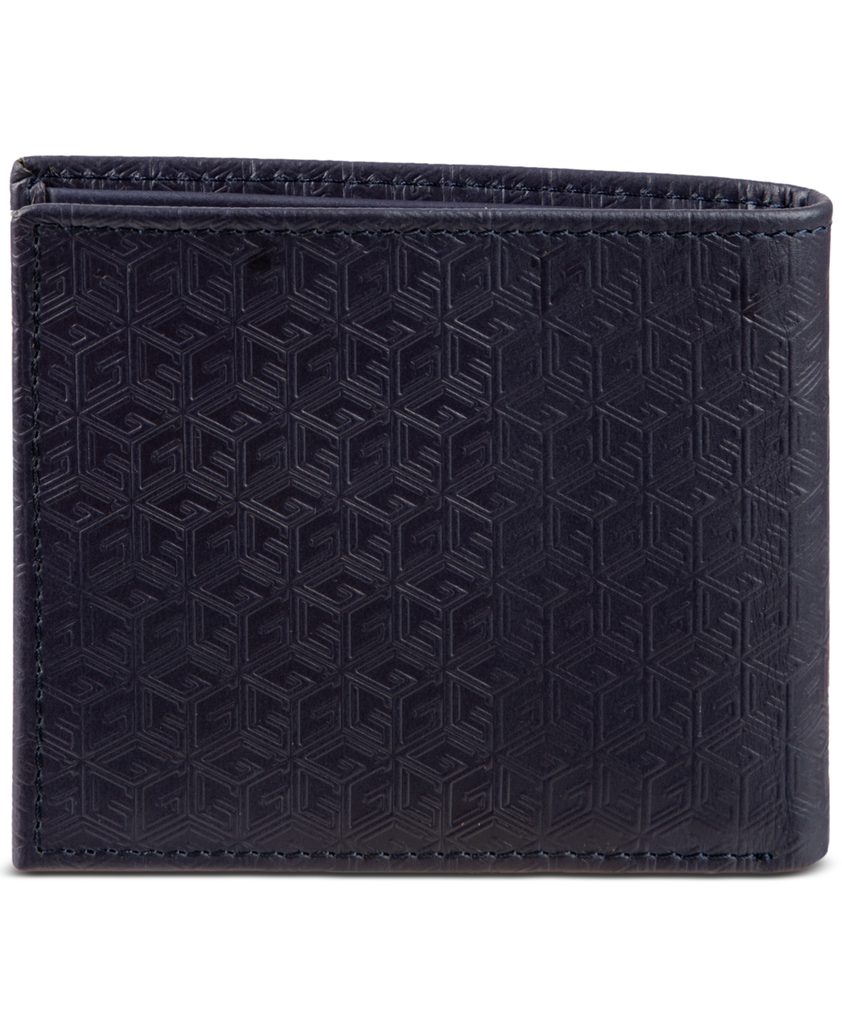 Shop Guess Men's  Cube Embossed Leather Wallet In Navy