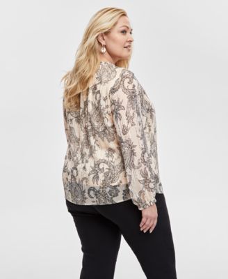 Шифоновый топ с завязками на шее из коллекции JM Collection Plus Size, эксклюзивно представленный в Macy's