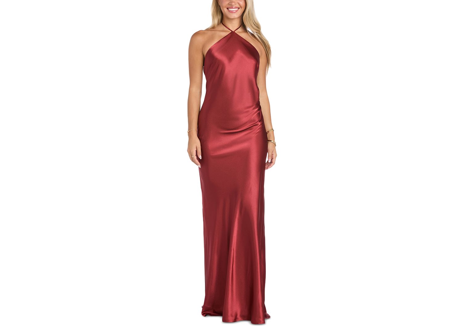 Juniors' Halter Neck Slip-Dress