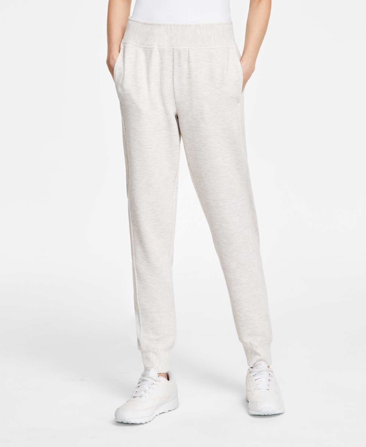 Id Ideology Women's Ottoman-rib Jogger Pants, Created For Macy's In Sand