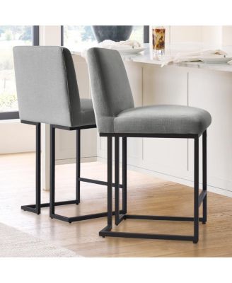 Set of 2 Fabric Counter Height Stools, 25" Seat Height Armless Upholstered Chairs for Kitchen Island-Maison Boucle