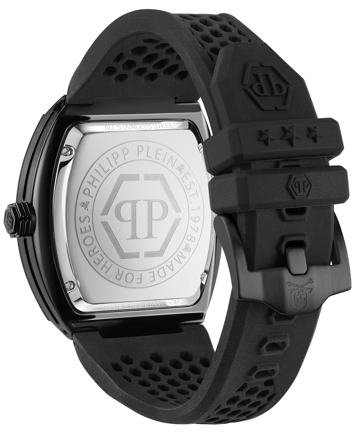 Philipp Plein The Hexagon Phantom Silicone Watch In Black