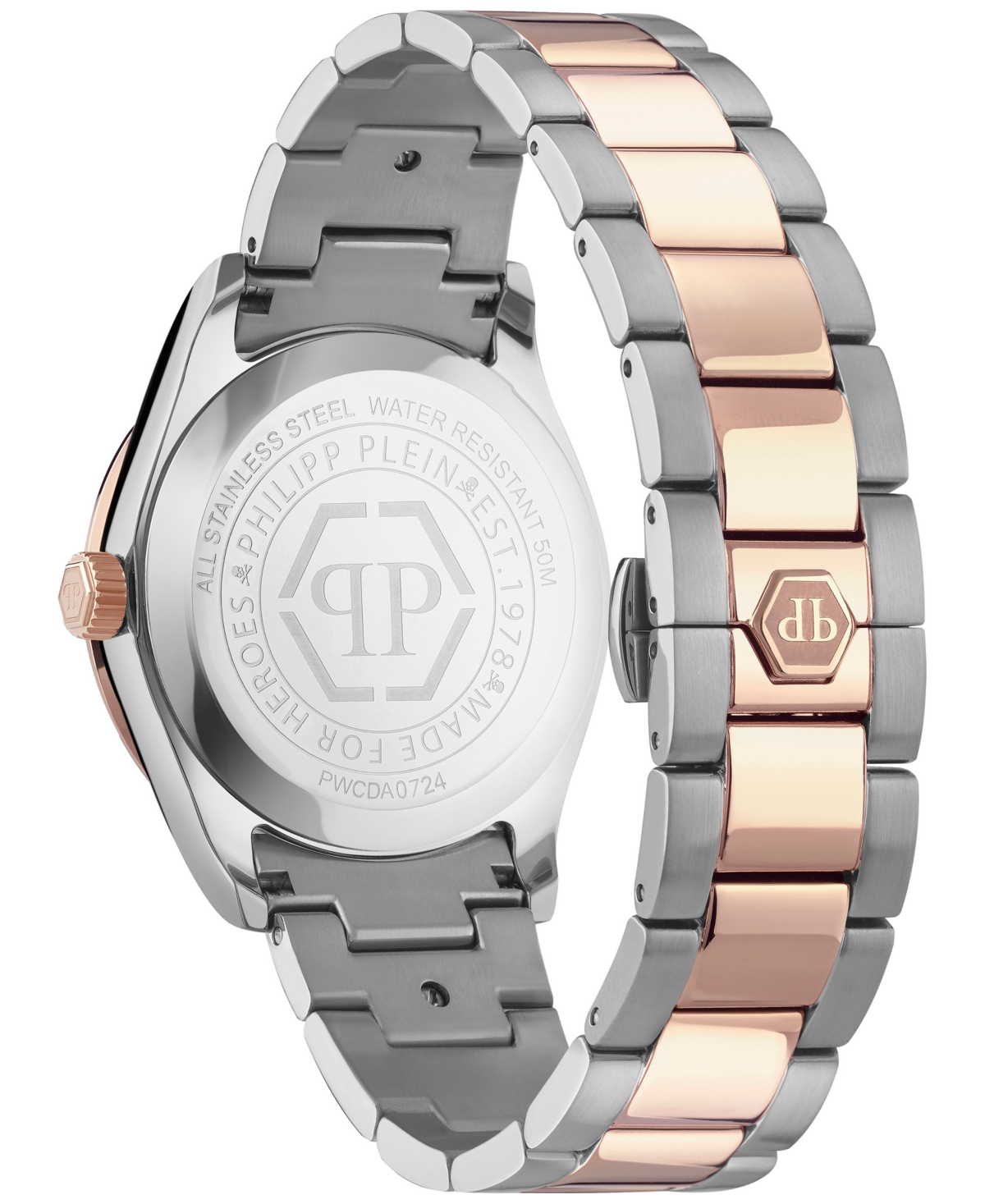 Philipp Plein Two-tone Crystal-accented Timepiece With Deployant Buckle In Silver
