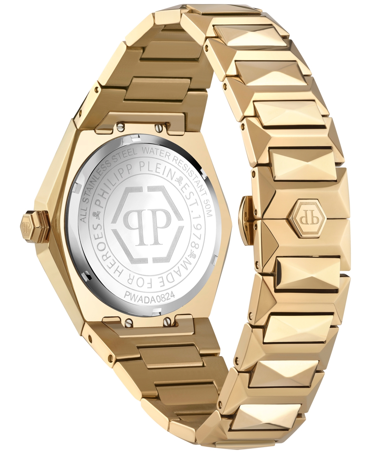 Philipp Plein Women's Skull Spikes Gold Ion Plated Stainless Steel Bracelet Watch 40mm In Gold