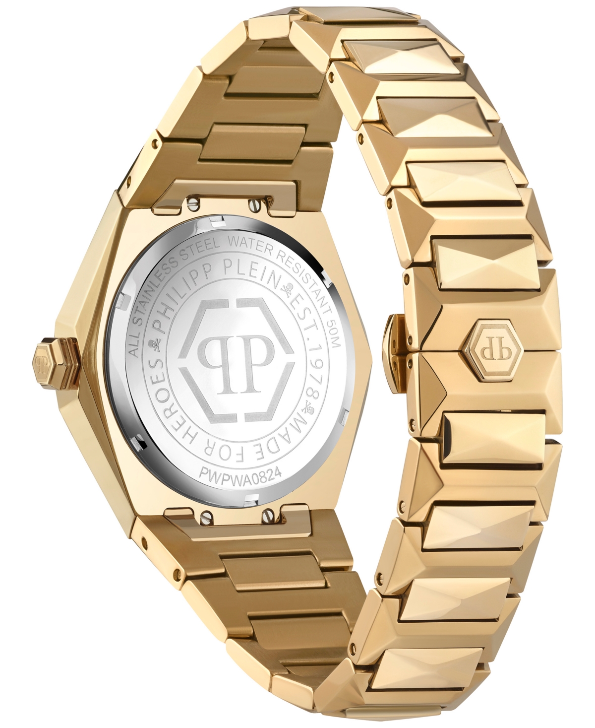 Philipp Plein Men's The Skull Spikes Gold Ion Plated Stainless Steel Bracelet Watch 45mm In Gold