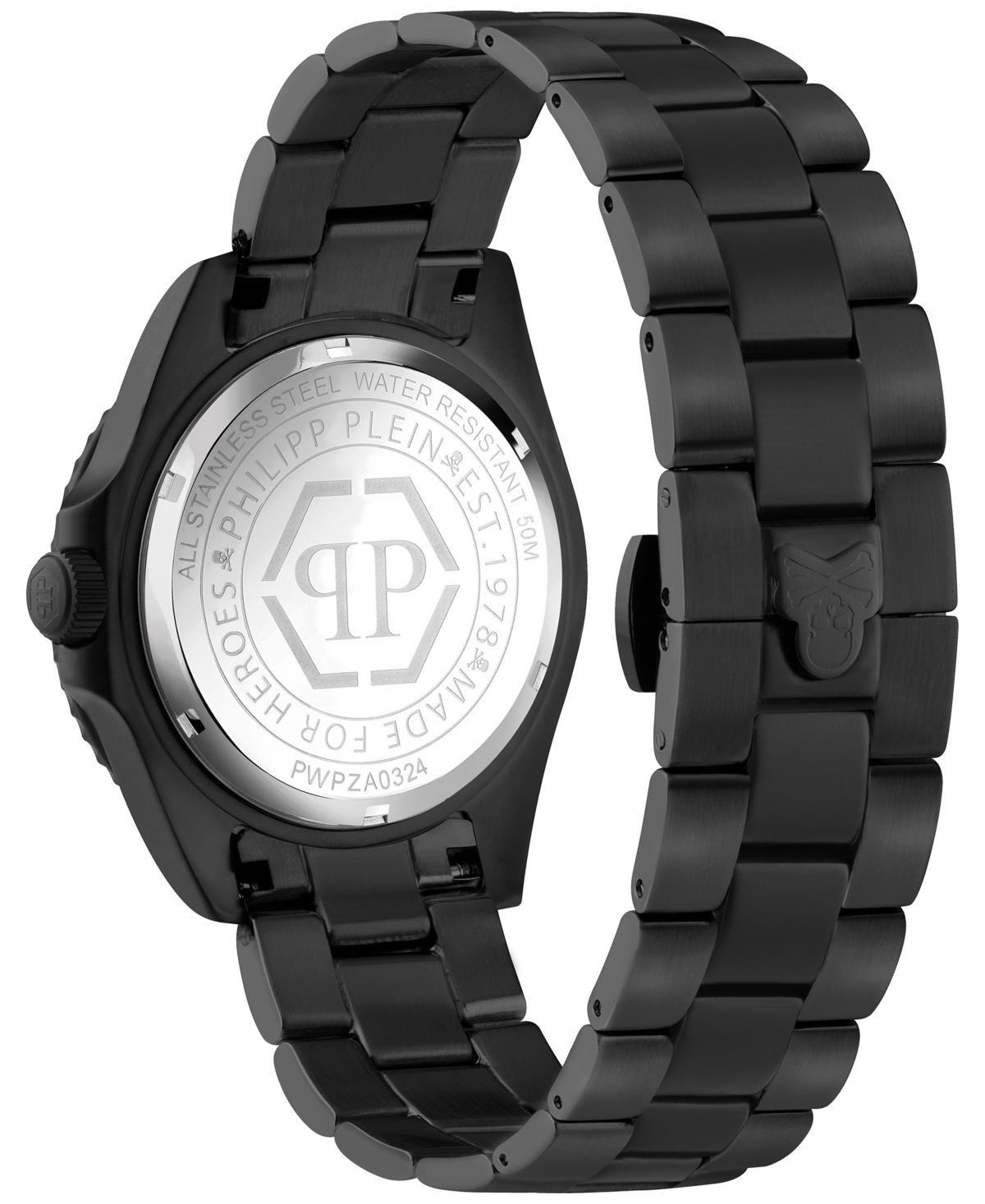 Philipp Plein Men's Gmt Black Ion-plated Stainless Steel Bracelet Watch 44mm In Black