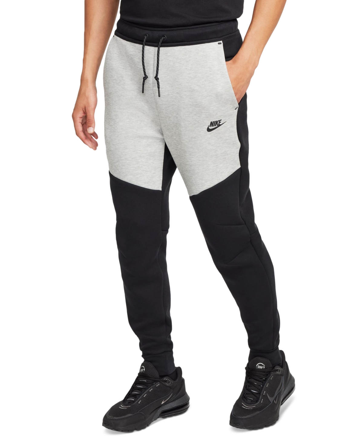 Nike Slim-fit Tapered Logo-print Cotton-blend Tech Fleece Sweatpants In Black,black