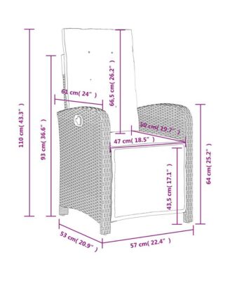 Reclining Patio Chairs 2 pcs with Footrest Gray Poly Rattan