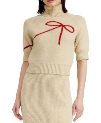 En Saison - Women's Merril Bow Print Turtleneck Sweater