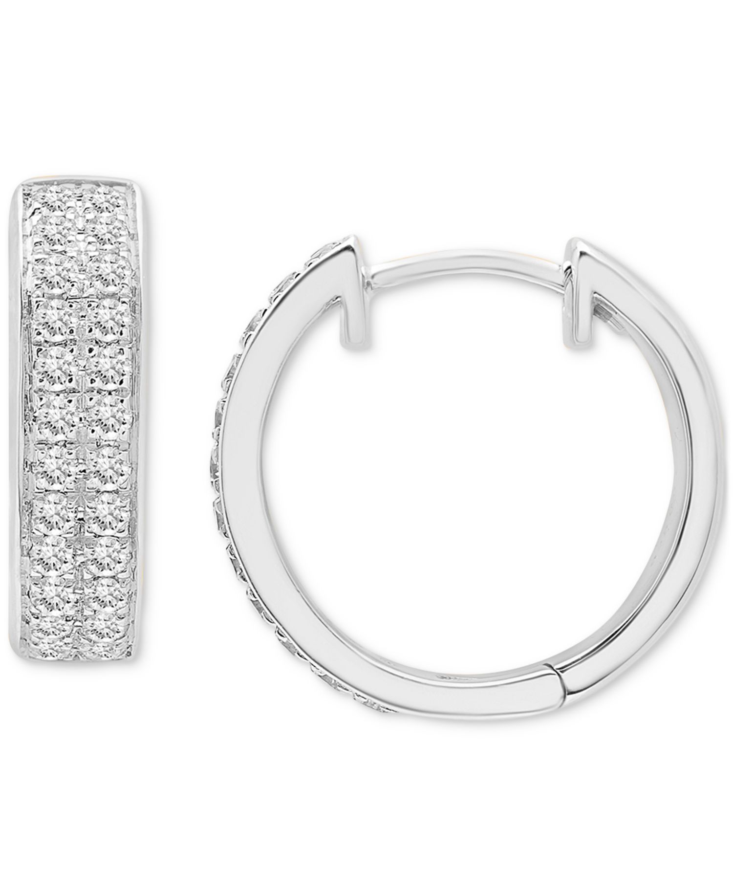 Diamond Double Row Huggie Hoop Earrings (1/2 ct. t.w.), in Sterling Silver or 14k Gold-Plated Sterling Silver