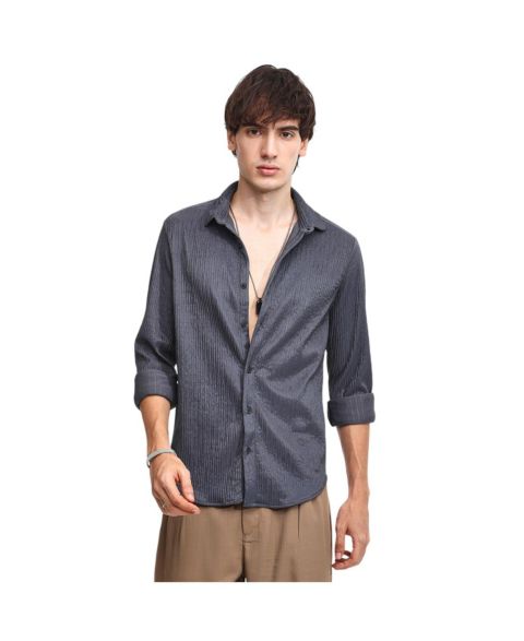 Мужская рубашка Cahoot Campus Sutra Powder Grey Solid Creased, цвет: Серый