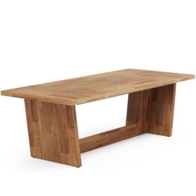 70.87-Inch Wood Dining Room Table for 6-8 People, Rectangular Farmhouse Kitchen Table with Solid Pedestal, Rustic Long Dinner Table