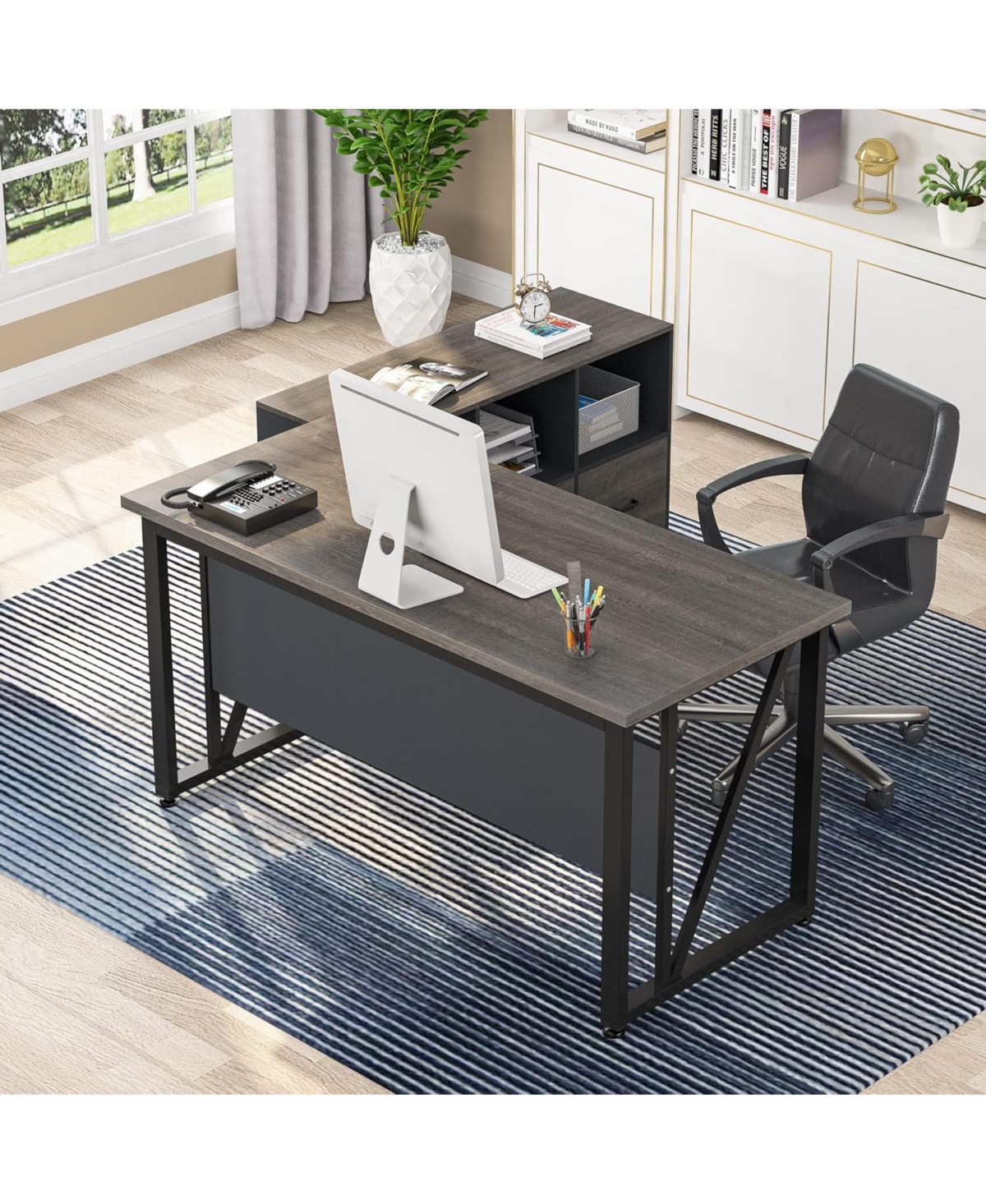 Tribesigns 2 Drawers Lateral File Cabinets, Home Office Mobile Wood Filing Cabinet Printer Stand with Wheels and Open Storage Shelves,Drawers