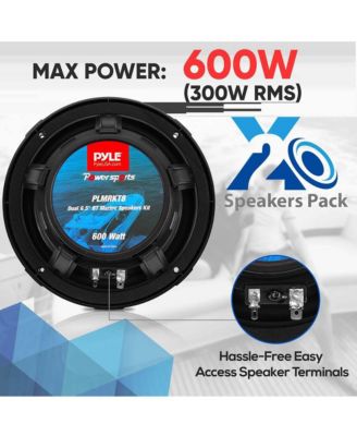 Waterproof-Rated Marine Speaker Kit, 6.5" Speakers, 600 Watt with Bluetooth