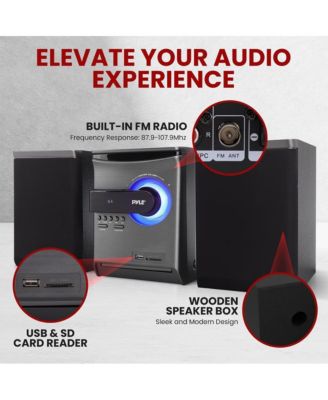 Home Stereo Shelf System With Bluetooth, CD Player, FM Radio, USB/SD Playback, 30 Watt