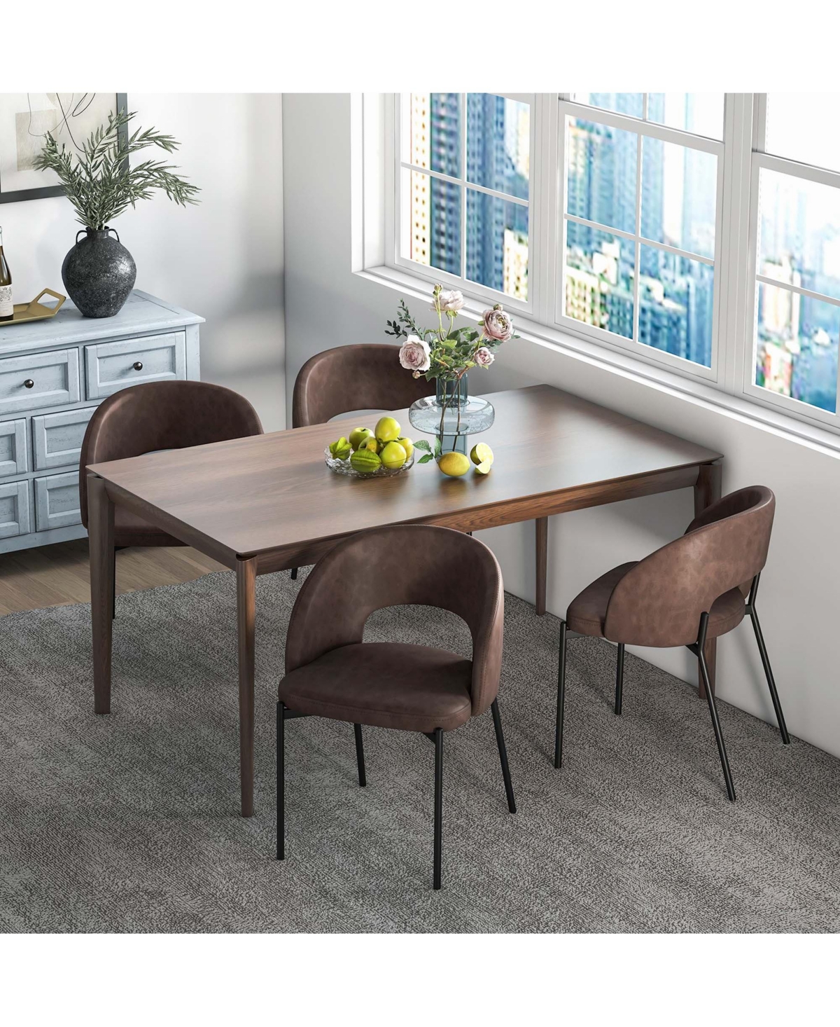 Dining Chair Set of with High-density Sponge Cushion Sturdy X-shaped Frame