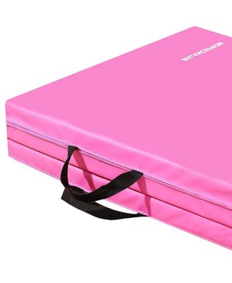 GoGym 6'x2'x1.5" Folding 3 Panel Exercise Gym Mat, Pink