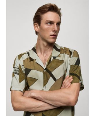 Men's Bowling Collar Printed Flowing Shirt