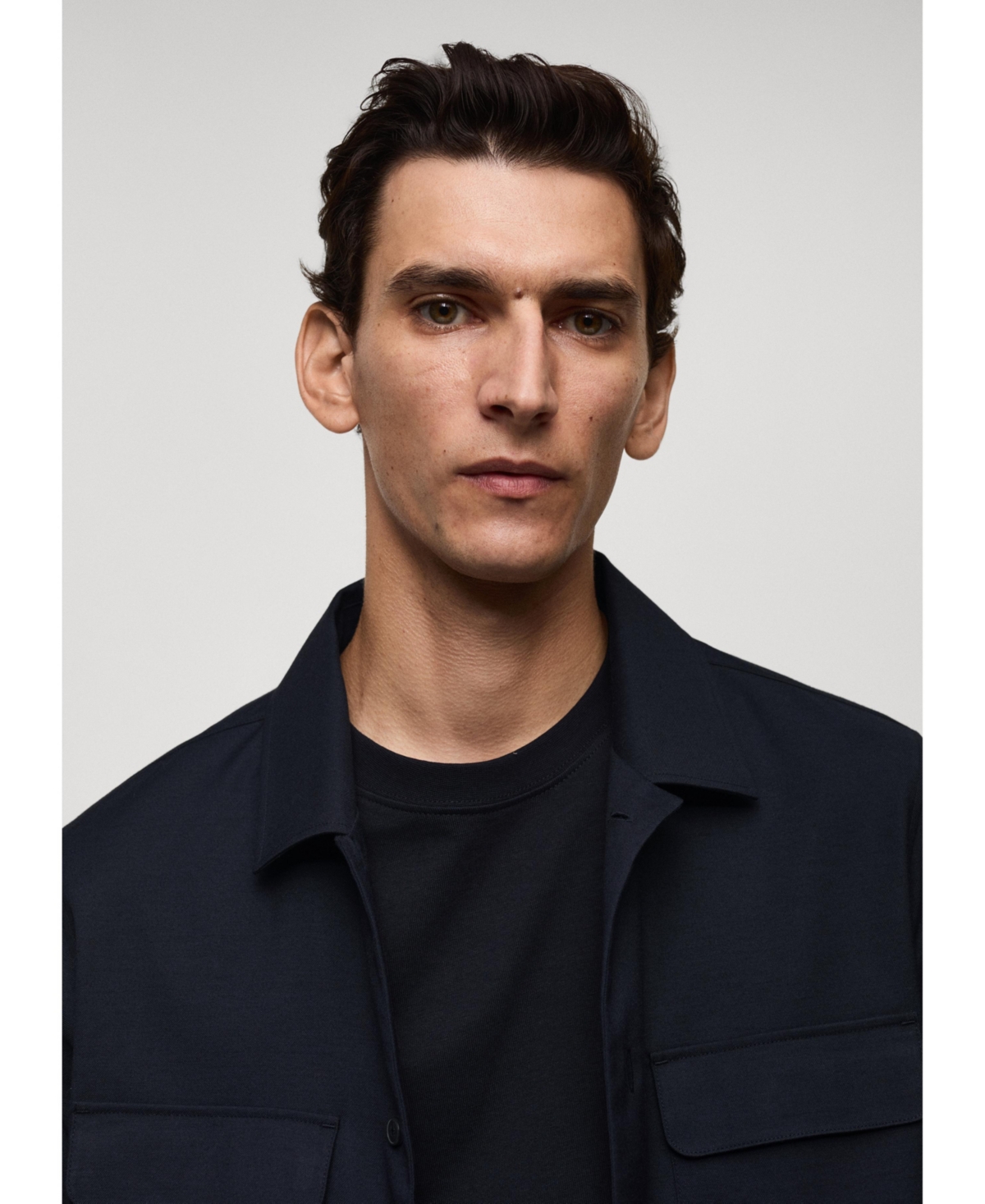 Mango Pocket Slim Fit Overshirt In Dark Heather Gray