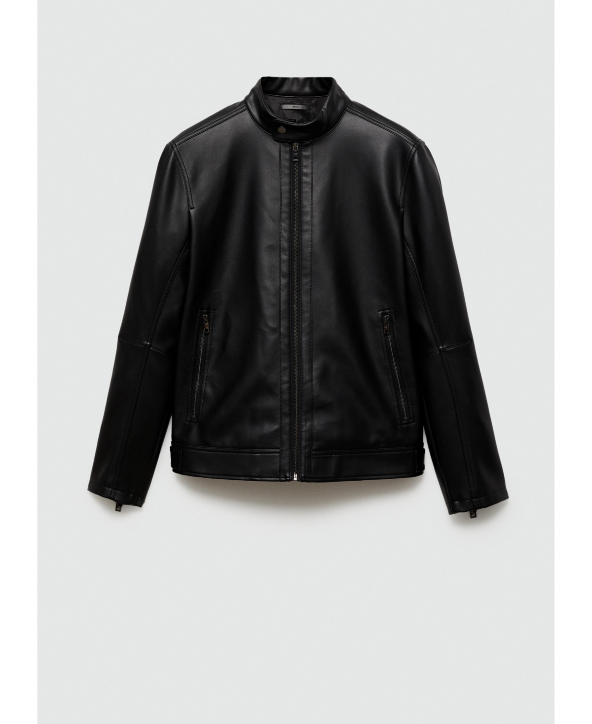 Men's Slim-Fit Faux-Leather Jacket - Black