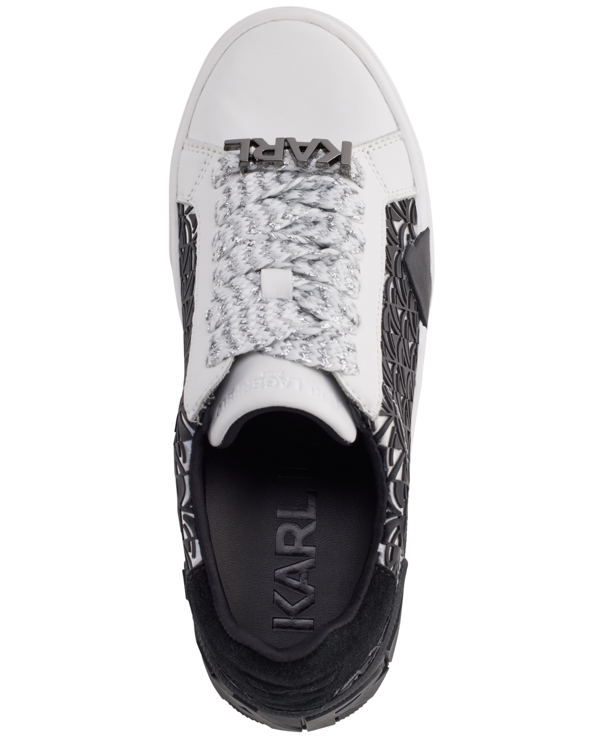 Karl Lagerfeld Melora Womens Lace-up Leather Casual And Fashion Sneakers In White,black