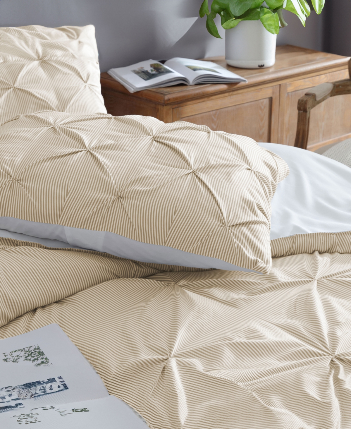 Shop Swift Home Classic Stripes Pintuck 3-pc. Comforter Set, King In Taupe