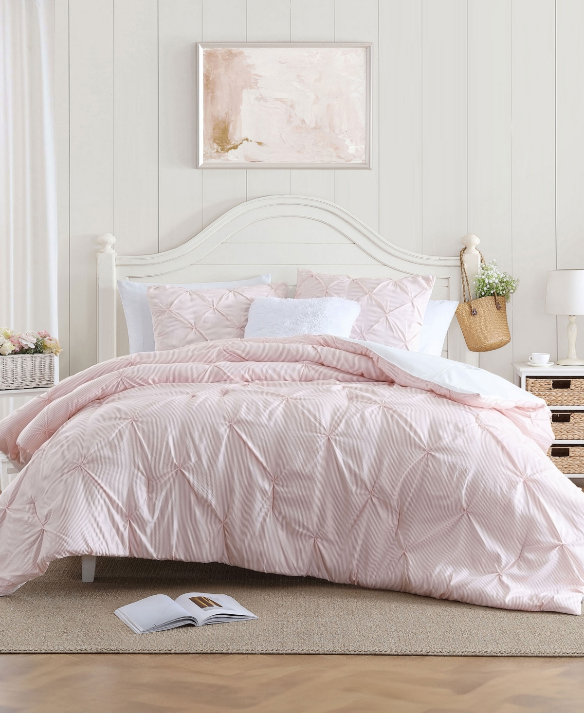 Swift Home Classic Stripes Pintuck 2-pc. Comforter Set, Twin In Pink