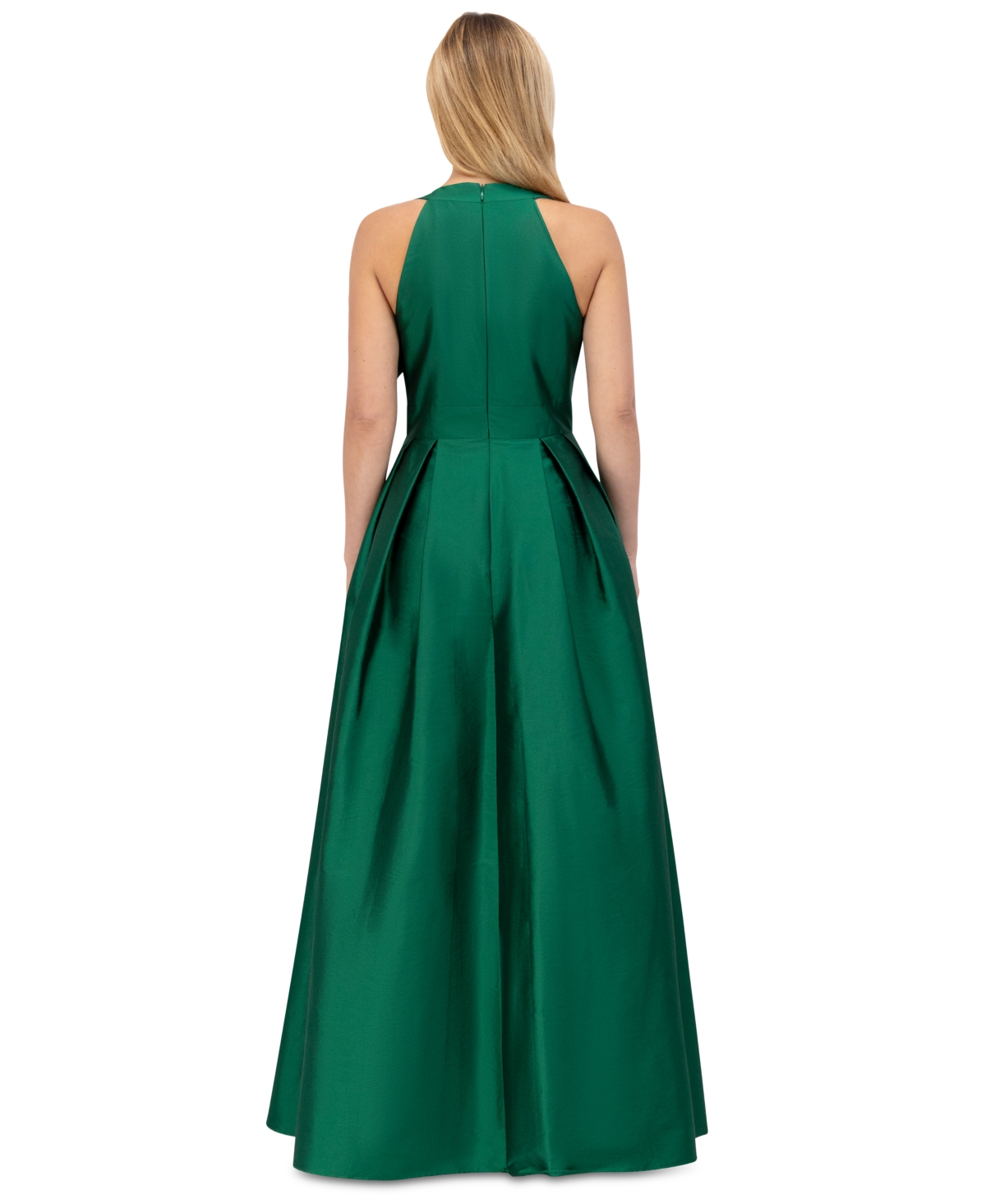 ELIZA J PETITE BOW-TRIM HALTER BALL GOWN 