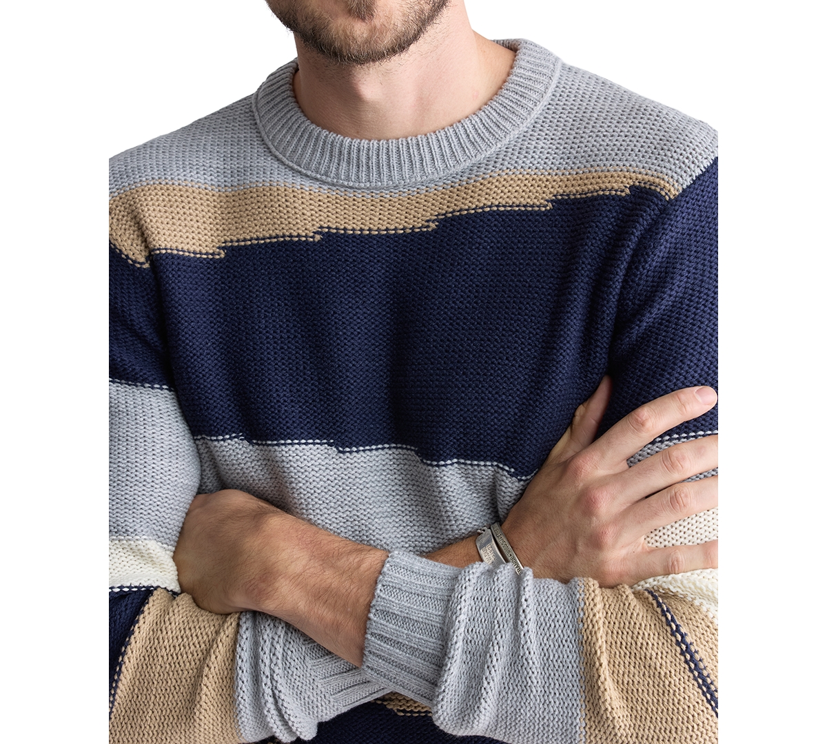 Men's Wollen Long Sleeve Colorblocked Crewneck Sweater
