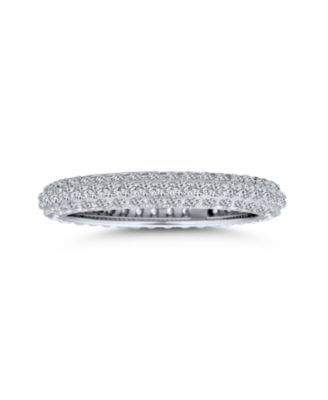 Pave CZ Cubic Zirconia Stackable Eternity  Dome Band Ring Sterling Silver