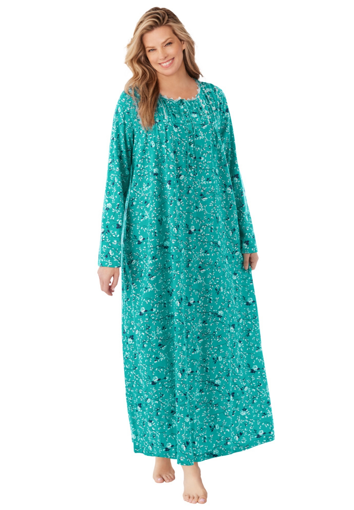 Dreams & Co. Women's Floral Knit Gown