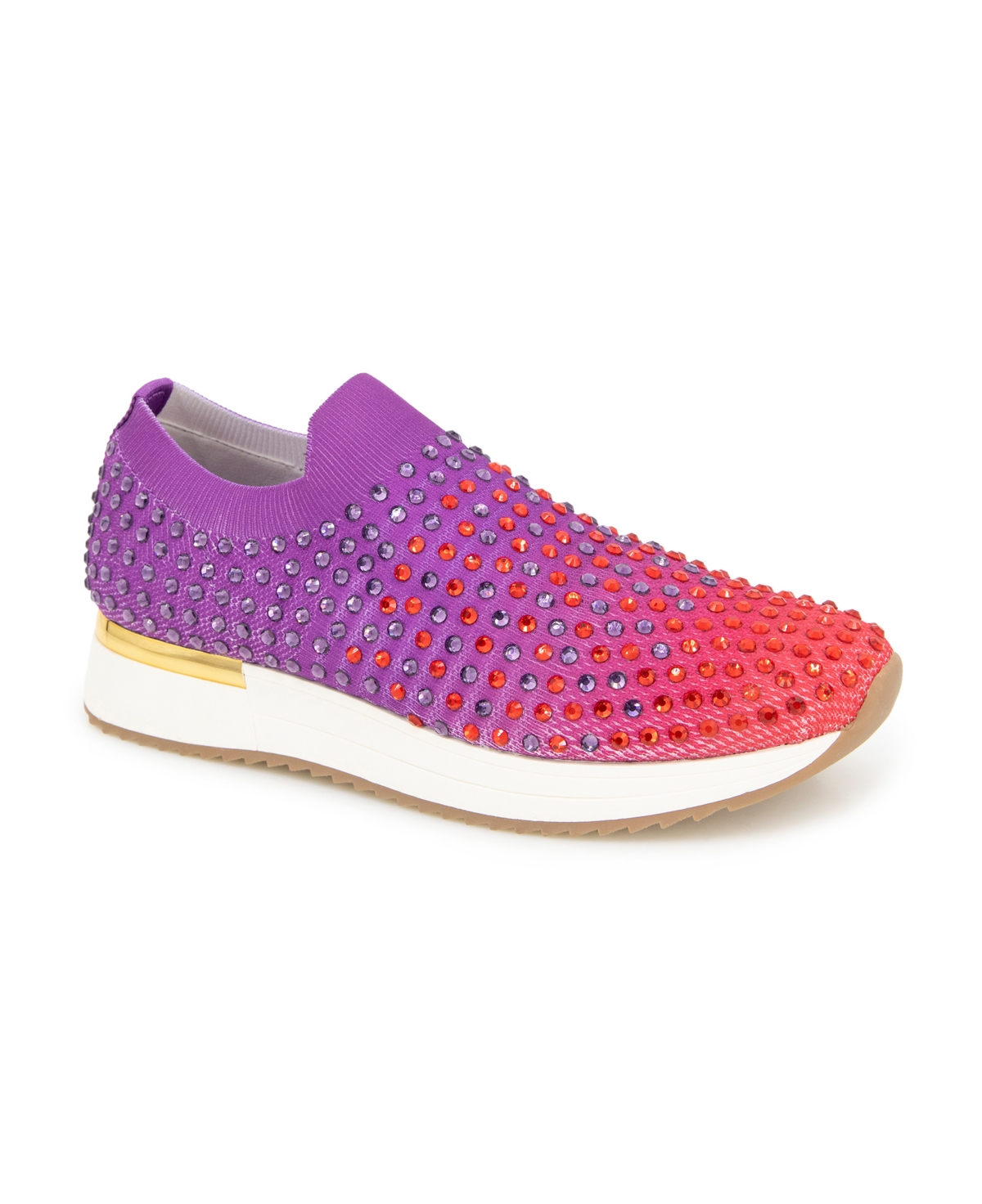 Kenneth Cole Reaction Women's Cameron Jewel Jogger Almond Toe Sneakers In Rouge Ombre