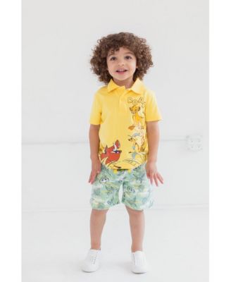 Toddler Boys Lion King Mickey Mouse Cars Polo Shirt and Shorts Outfit Set to