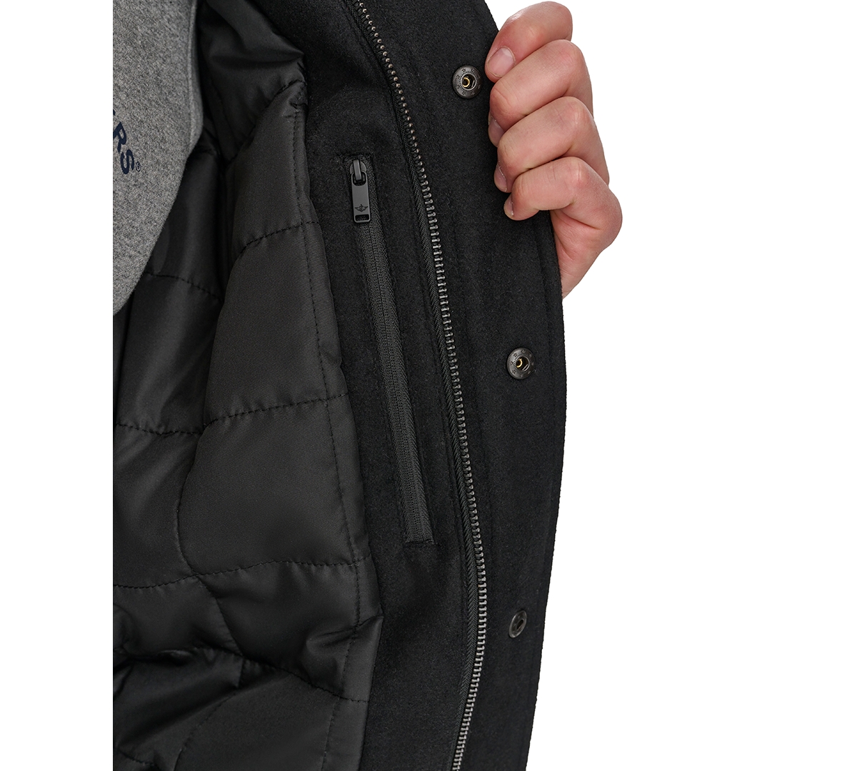 Dockers Men's Mixed-media Varsity D Bomber Jacket In Black