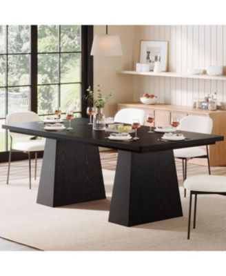 63-Inch Particleboard & Metal Frame Rectangular Farmhouse Dining Table With Tapered Legs