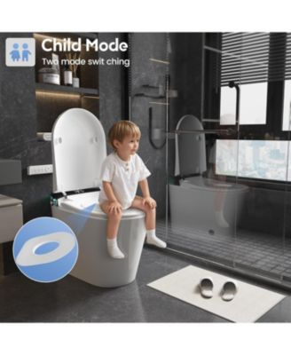 Smart Toilet Bidet with Tank Built in, Auto Open Close Lid, Foot Sensor, Heated Seat, Warm Water Sprayer & Dryer, Aromatherapy System, Modern Toilet with LED Nightlight