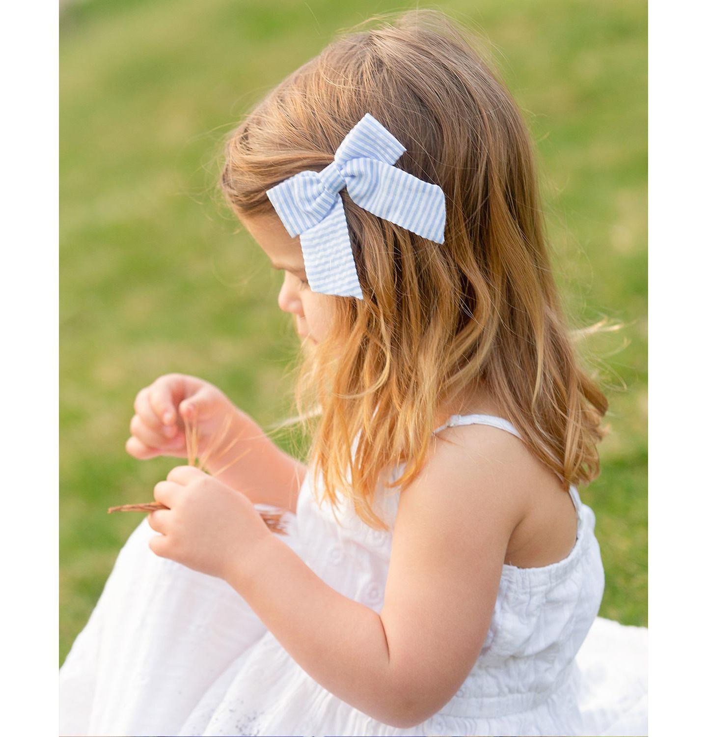 Аксессуары для волос Bits & Bows Seersucker Hair Bow для девочек, цвет: Синий / Белый — фото 2